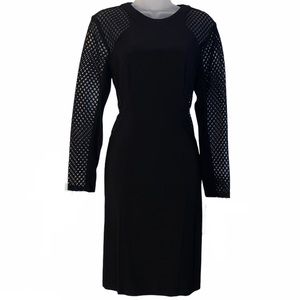 Xscape Long Sleeve Illusion Netted Sheath Dress
